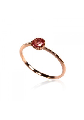 Anillo Zafiro Rosa Plata / Baño Oro Rosa 18kt