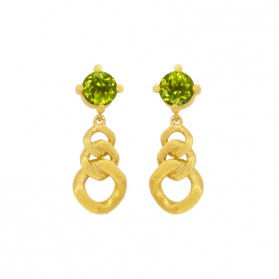 MARTINIQUE long earrings 18kt gold plated Silver and natural peridot