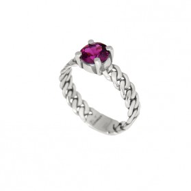 MARTINIQUE ring. Silver and natural rhodolite garnet.