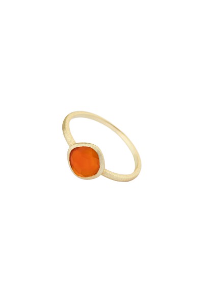 AYALA anillo plata baño oro 18kt y agata naranja