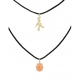 LANKA necklace. Gold plated silver & orange moonstone