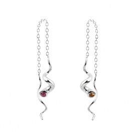 TORQUE earrings. Silver & color sapphires