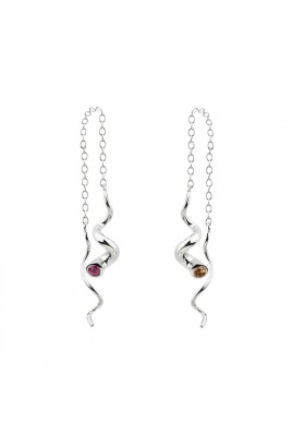 TORQUE earrings. Silver & color sapphires